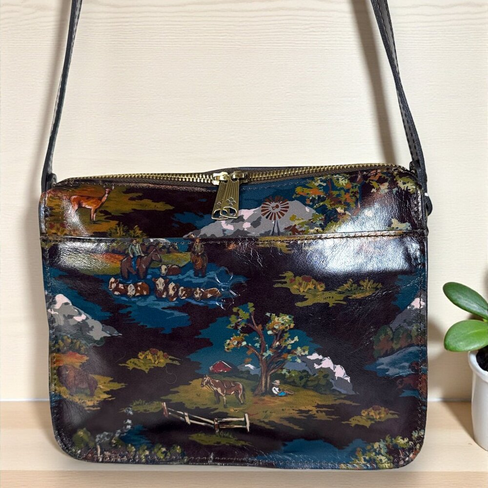 Patricia Nash Nazaire Top Zip Crossbody Bag - "Montana Prairie Skies" - New